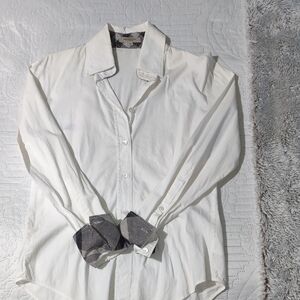Classic White Button-Up Shirt with Contrast Cuffs BURBERRY